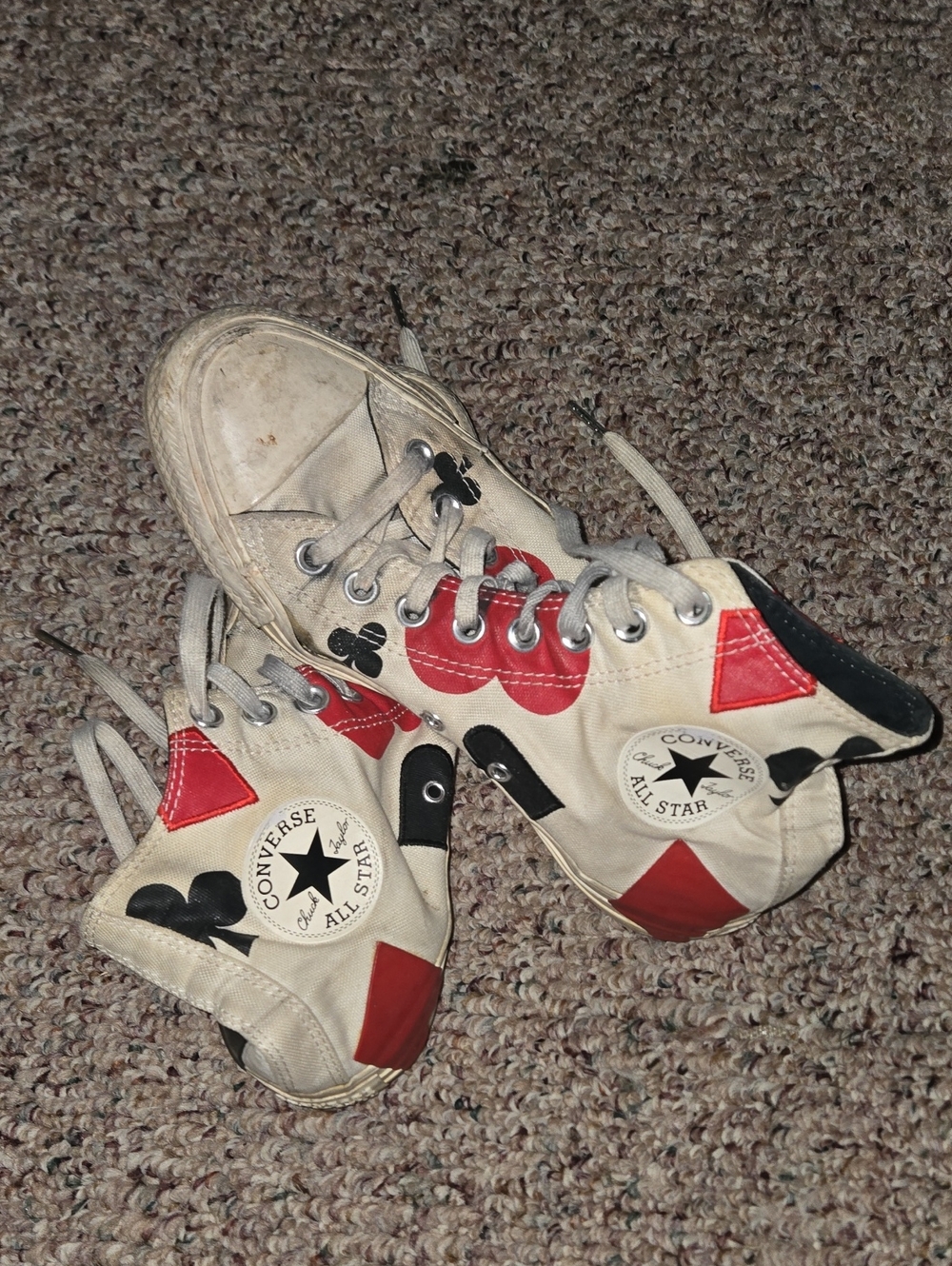 Well WORN: Converse Chuck Taylor All Star High “Deck of Cards” Womens - Size 8.5
